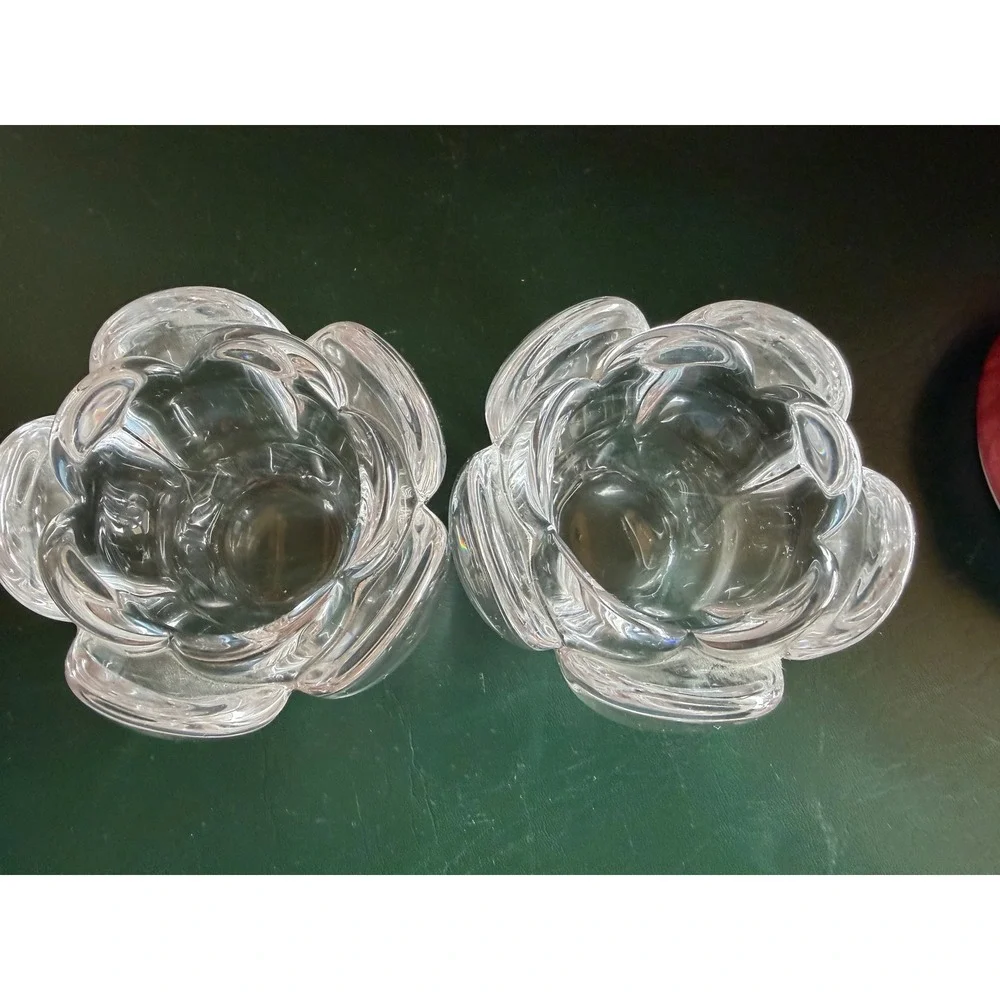 Vtg Royal Copenhagen Lotus Flower Votive Candle Holders Set of 2 Heavy Tulip